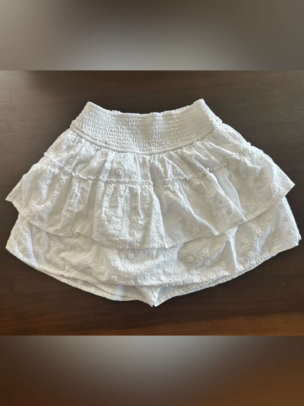 Hollister White Eyelet Ruffle Skort Sz XS Summer Coquette READ